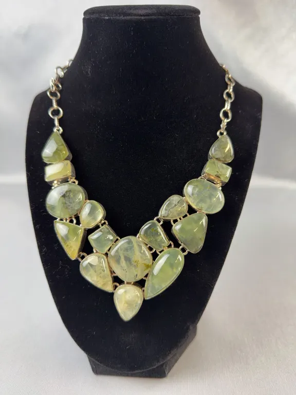 Stamped.925 Prehnite Gemstone Necklace