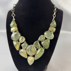 Stamped.925 Prehnite Gemstone Necklace