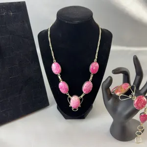 Starburst Coral Necklace, Bracelet, and Pendant Set in Stamped .925