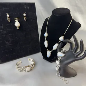 Stamped 925 Jewellery Lot with Moonstone Necklace, Bracelets, Pendant, and Earrings