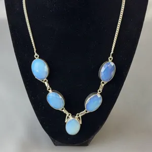 Stamped .925 Opalite Jewelry Set With Necklace, Earrings, and Pendant