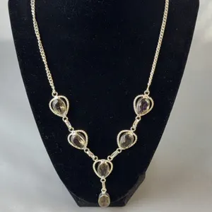 Stamped .925 Smoky Quartz Jewelry Set With Necklace, Pendant, and Earrings