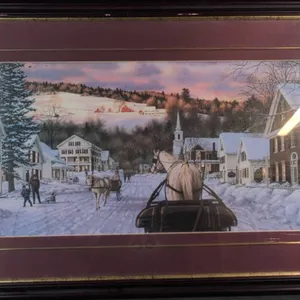 William Breedon "Sleigh Bells Too" Framed Print Winter Village Scene