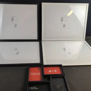 4 Large Picture Frames and 1 Collage Frame, Mixed Black and White