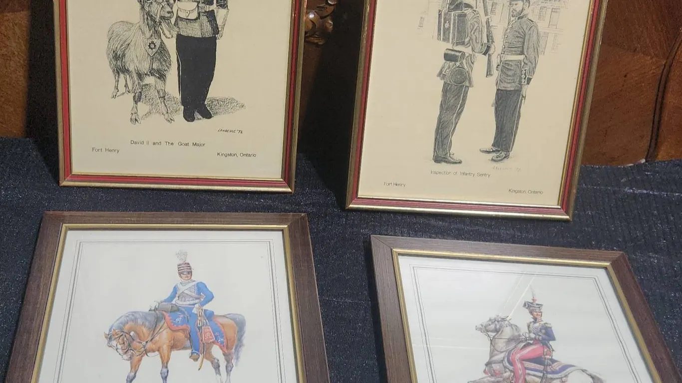 4 Framed Military Prints Fort Henry and European Cavalry