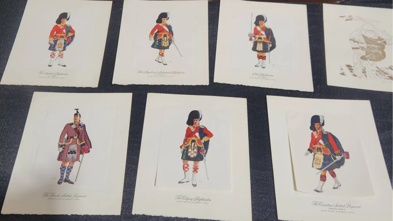 7 Hiram Walker Regimental Series Canadian Highlander Prints