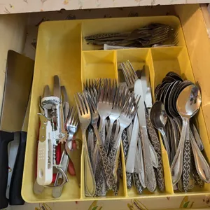 Large Mixed Flatware and Utensil Set, Various Patterns, Includes Cutlery Tray