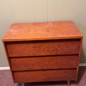 Three-Drawer Wooden Dresser with Tapered Legs
