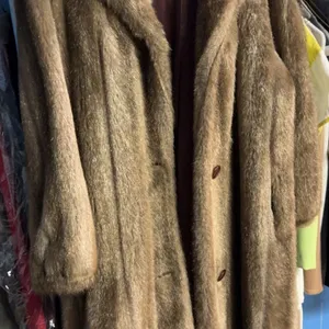 Tradition Sears Brown Faux Fur Long Coat with Satin Lining