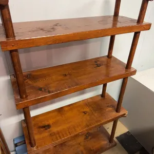 Four-Tier Wooden Shelf Unit With Rounded Side Handles