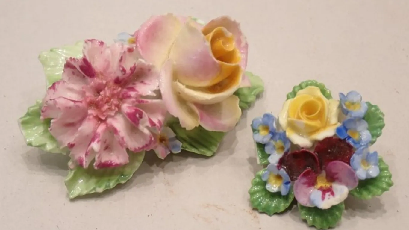 Porcelain Floral Brooches