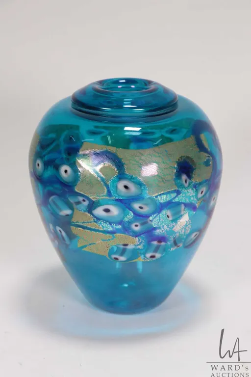 Robert Held, hand blown art glass vase, 5 1/2" in height