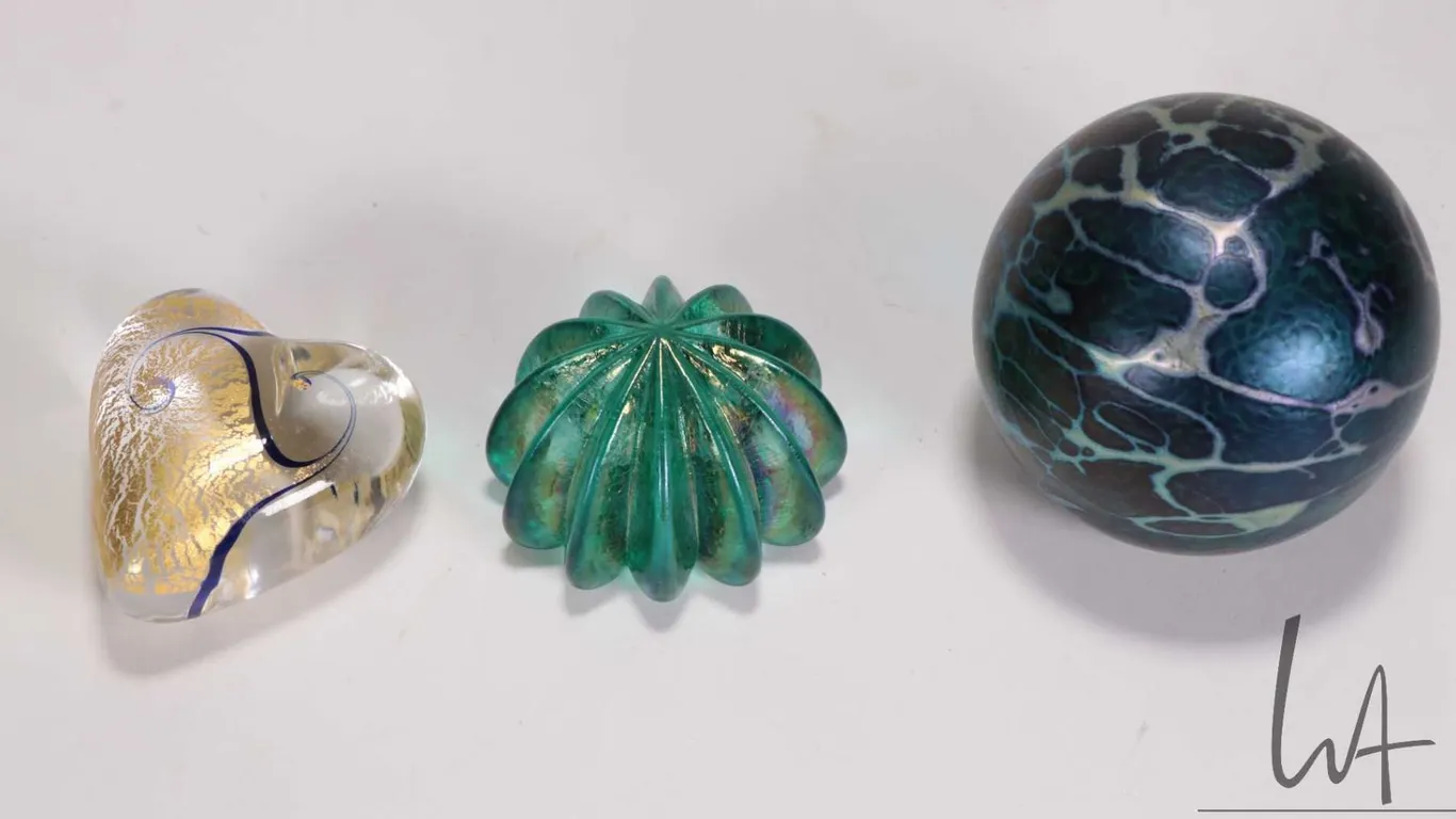 Robert Held, three hand made art glass paperweights