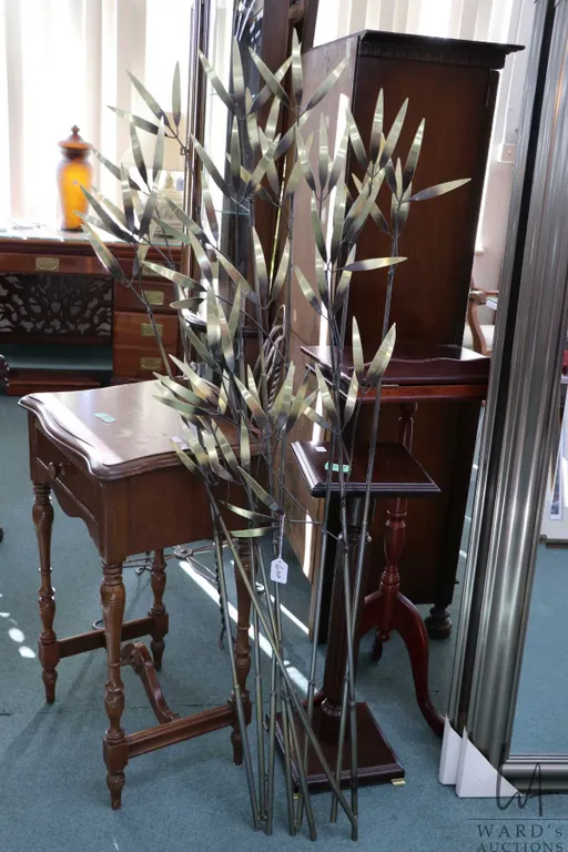 Metal and brass bamboo motif wall hanging 59" H X 26" W