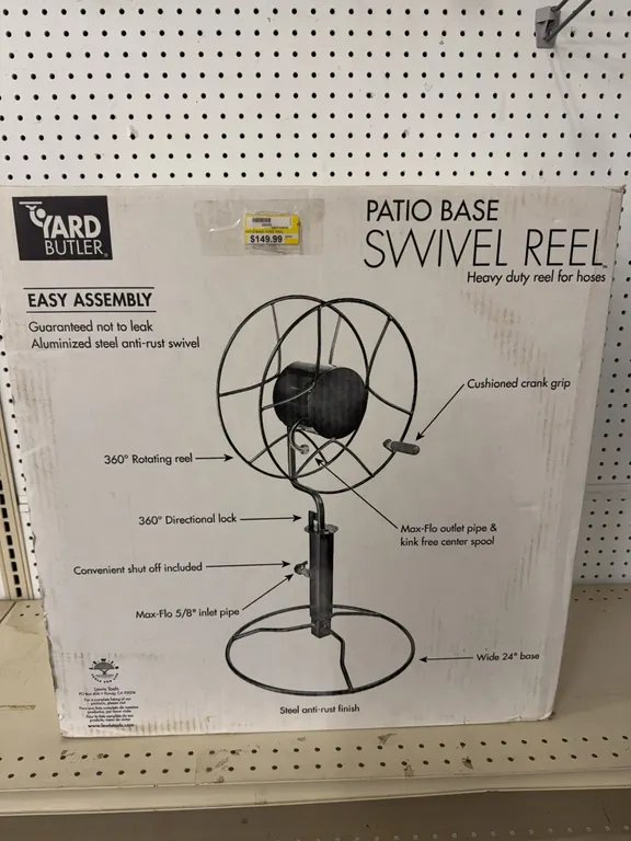 Patio base swivel hose reel