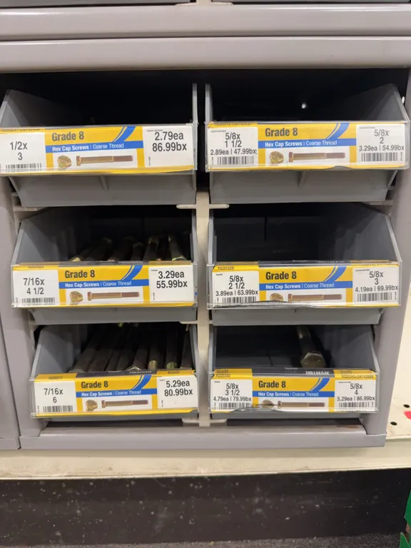 Grade 8 bolts in bolt bin