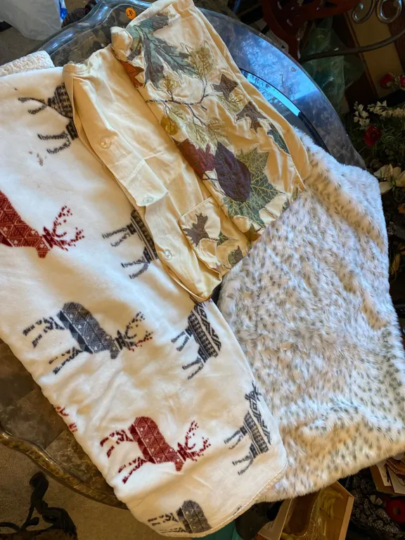 Faux Fur and Fabric Pieces Including Jennifer Lopez Throw