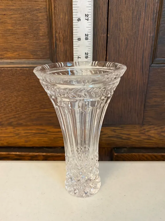 Cut Crystal Vase with Vertical and Diamond Patterns, 20th Century