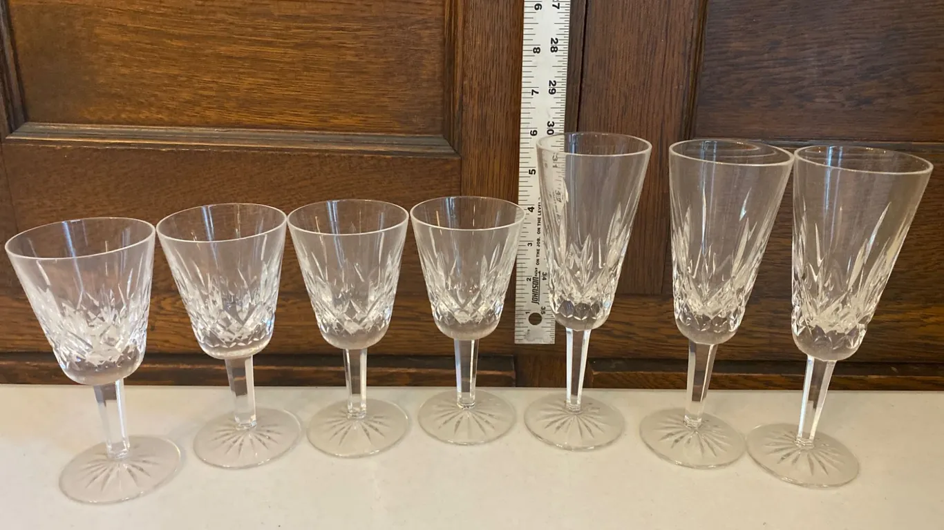 7 Crystal Stemware Goblets With Cut Glass Design