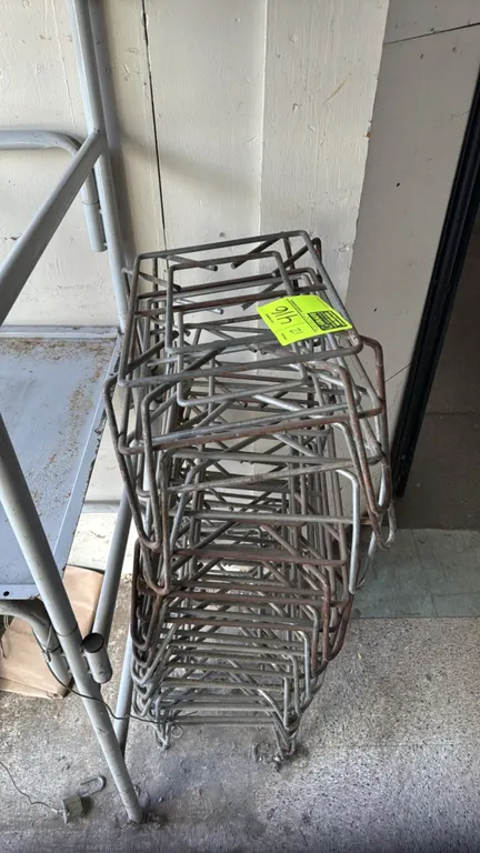Galvanized wire dunnage racks. Features heavy-gauge wire construction. 14" x 12" x 9" each.