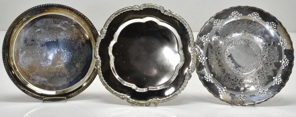 SILVER-PLATED SERVING PLATTERS