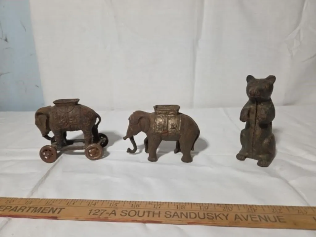 3 Cast Iron Banks