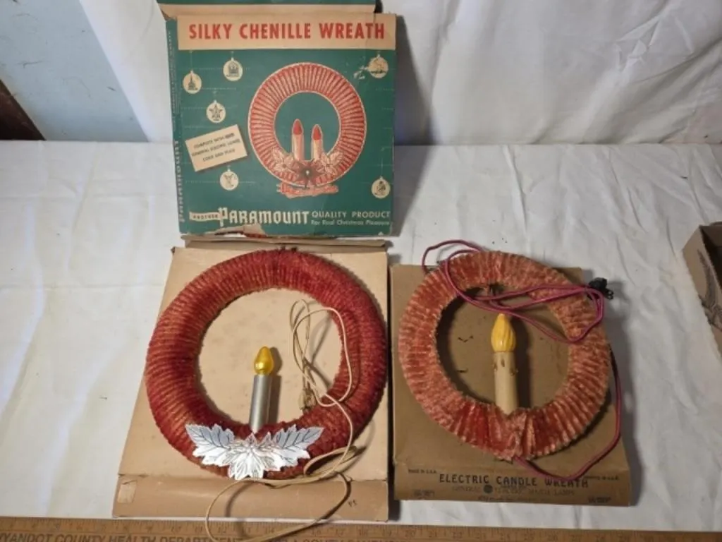3 Electric Vintage Chenille Wreaths