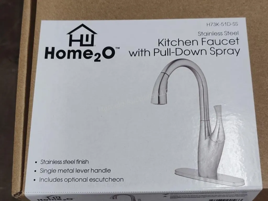 Home2O faucet with pull down spray stainless steel