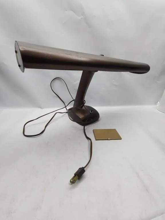 Vintage Desk Lamp and Monogrammed Card Case