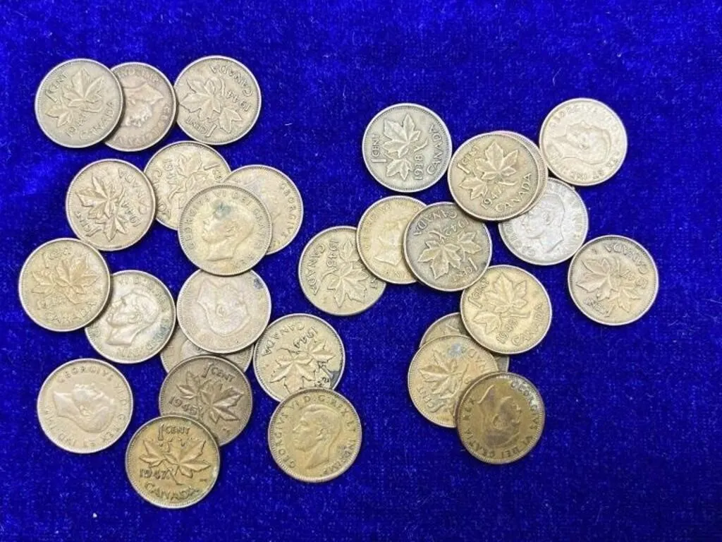 Lot of Canada 1 Cent Coins, Mixed Dates
