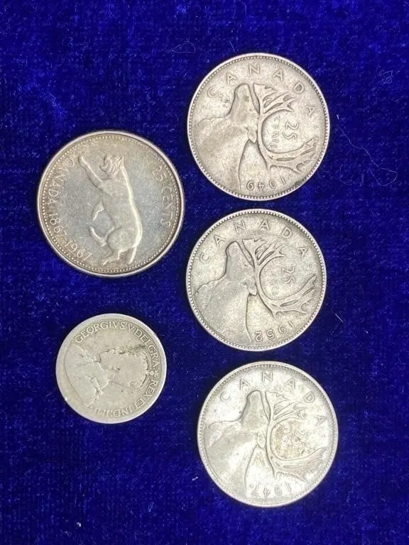 Canada 25 Cent And 10 Cent Silver Coins Lot