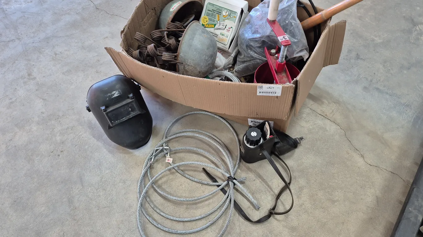 Box Of Assorted Farm Supplies