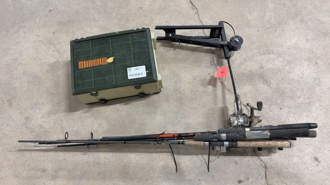 Ice Fishing Tip up, Rods & Tackle Box