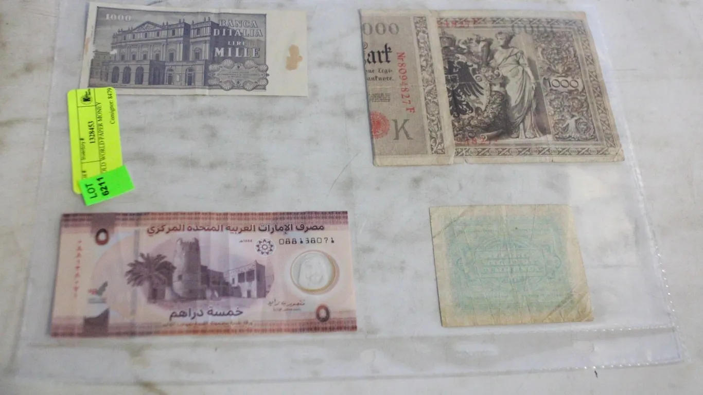4 OLD WORLD PAPER MONEY