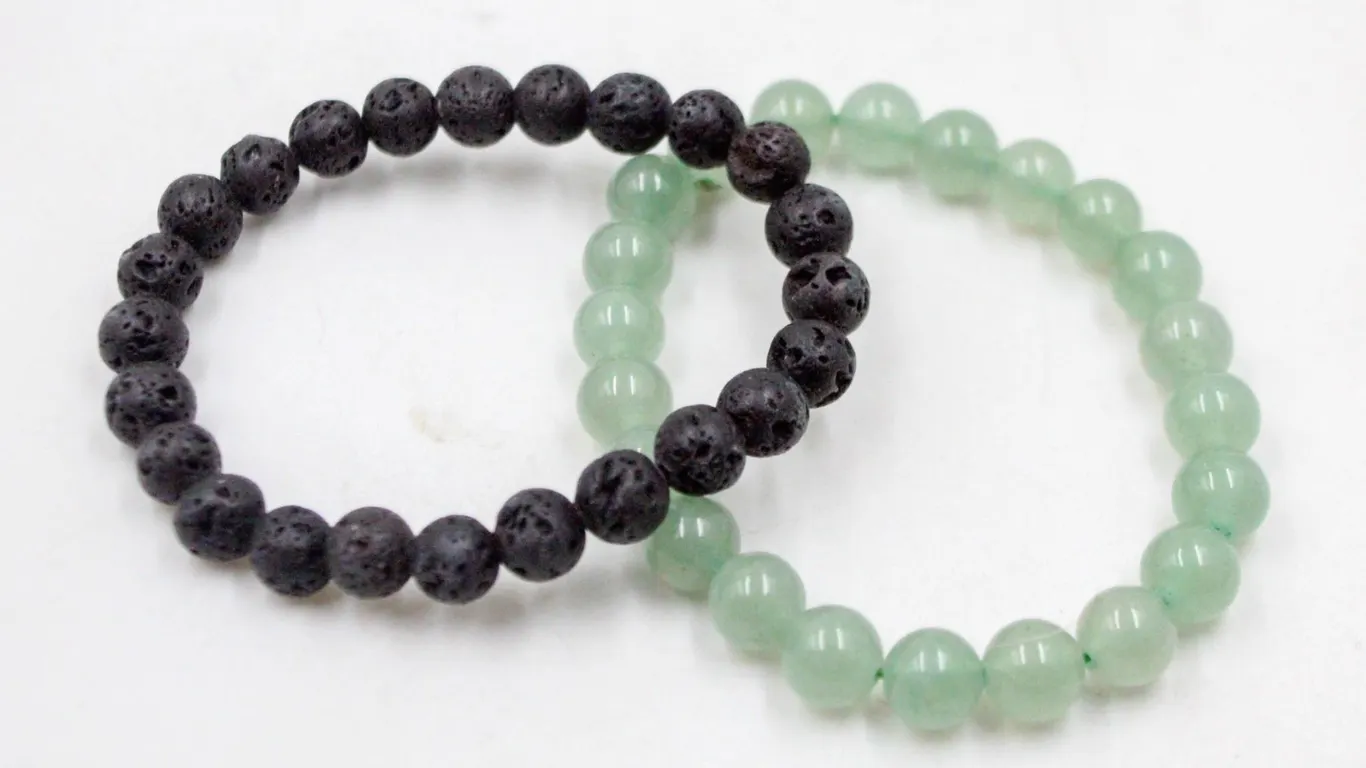 #183-NATURAL LAVA STONE & AVENTURINE BRACELET