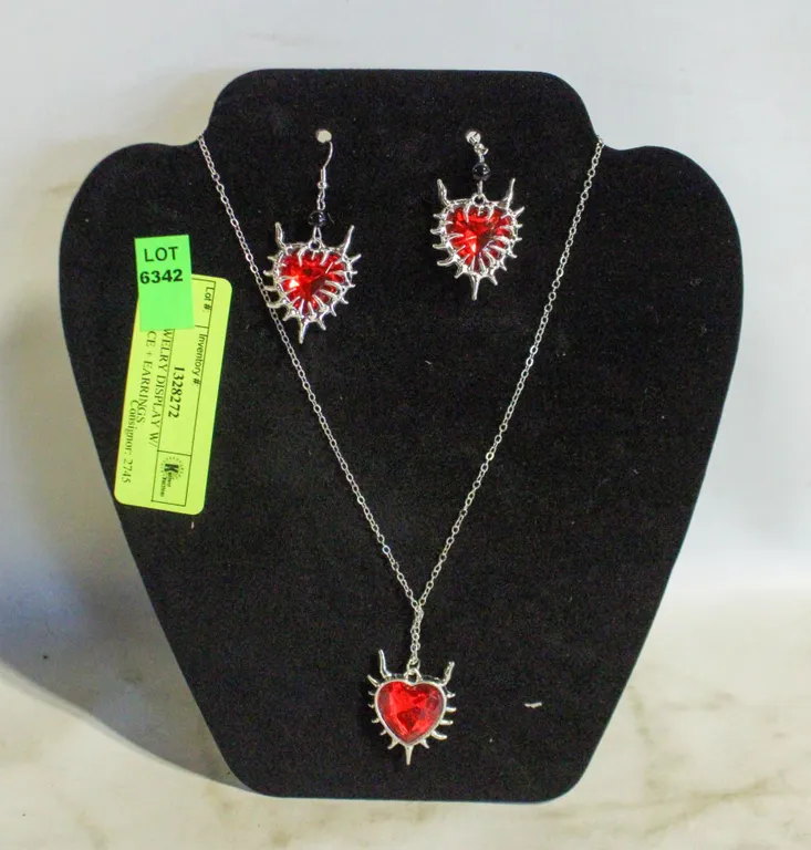 NEW JEWELRY DISPLAY W/ NECKLACE + EARRINGS