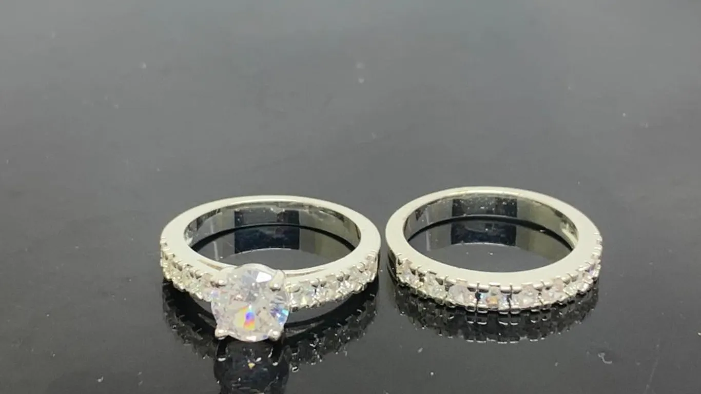 Silver Tone Wedding Set