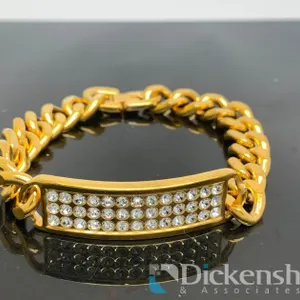 Gold Tone Men's Bracelet With Clear Stones