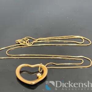 14k Yellow Gold Heart Necklace With Diamond