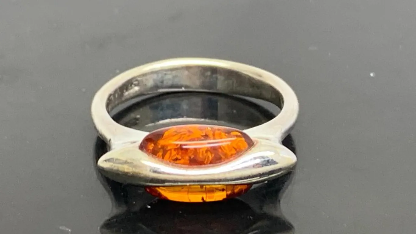 Sterling Silver Amber Ring