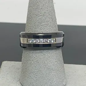 Black & Silver Tone Wedding Band