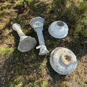 (2) Lion's Head Cement Bird Baths