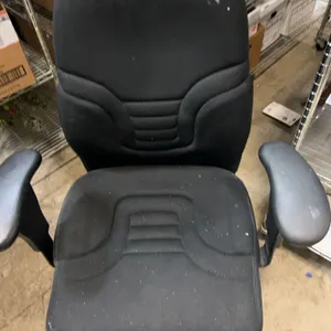 Black Fabric Office Chair with Armrests and Casters