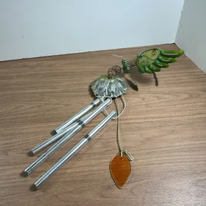 Metal and Glass Dragonfly Wind Chime with Three Tubes