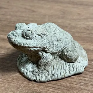 Cast Concrete Toad Figurine on Base Sculpture