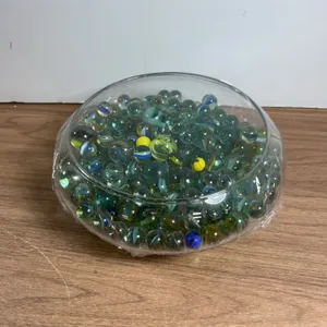 Glass Marbles in Clear Glass Bowl Set