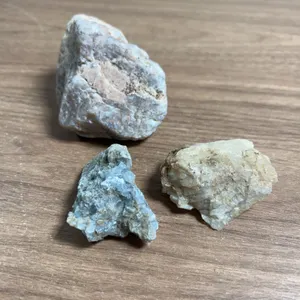 Three Rough Quartz Mineral Specimens Mixed Color Lot