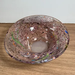Signed Handblown Multicolor Art Glass Bowl A. Pathic