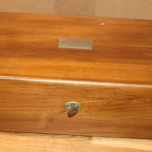 Wooden Locking Box With White Interior and Key Included