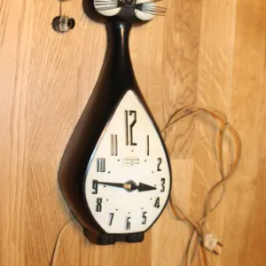 Spartus Black Cat Wall Clock Electric Works, Detached Eyes
